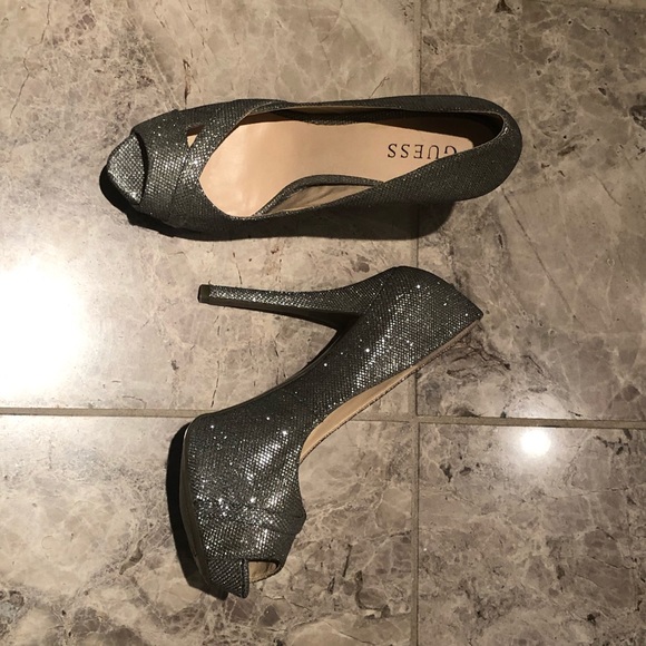 Guess Isila Glitter Silver Platform Pumps - Picture 4 of 4